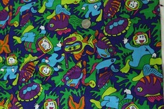 3Y x 44″ Vibrant Colorful Novelty Fish Scuba Ocean Fabric Quilt Cotton Neon
