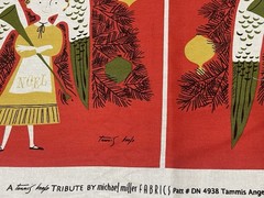 Michael Miller Fabric Panel Chinese Christmas Angel Tree Art Signed MCM Quilt