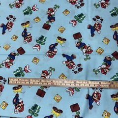 Mario Nintendo Toss Cotton Quilt Fabric By The yard Light Blue Springs Creative