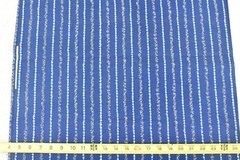 By 1/2 Yd, Vintage, Red Green White Floral Striped on Navy Cotton/Cranston,P9407