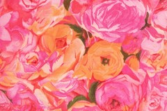 108″L x 44″W Jo-Ann Fabric Packed Floral Bright Pink Orange Packed Flowers Leaf