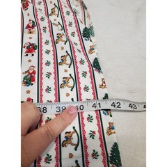 Vintage Christmas Stripe Tree Bear Santa Cottage Retro Cotton Fabric 2 yards