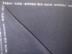W Halstead Black 50% K.Mohair + Mohair & 50% Wool Barathea Suiting 2.5m 350g/m