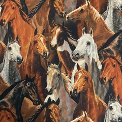 Horses Rivers Bend Cotton Fabric BTY Springs Creative By the Yard Brown Mustangs