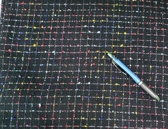 Thick Woven Black Fabric Windowpane Grid Small Raised Colored Dots 2 Yards x56″