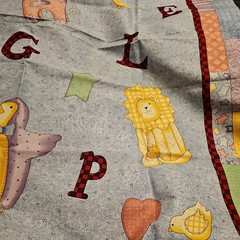 Baby Quilt panel fabric Animals and Letters Cranston Print Works Leslie Beck 1Y