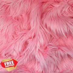 kullaloo Strawberry Icecream Faux Fur Fabric | Acrylic-Free, Solid Long Pile …