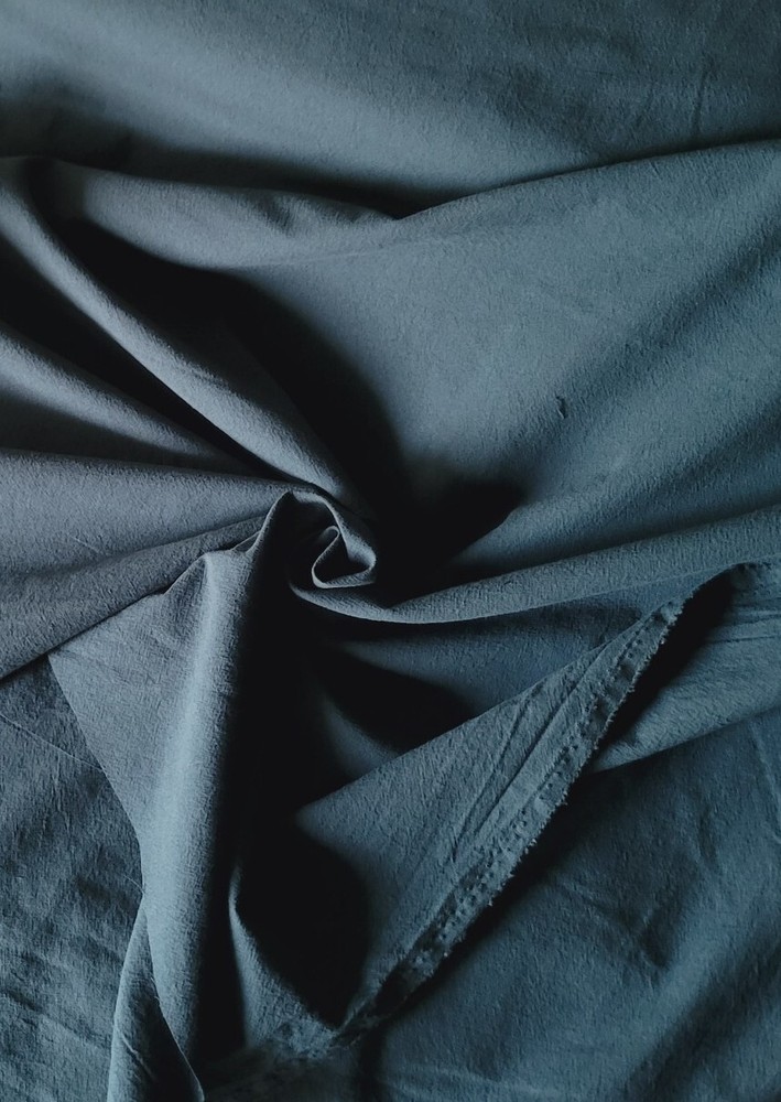 Dark Peacock Teal Sandwashed Cotton Crepe Medium-Weight Shirting – So Delicious!