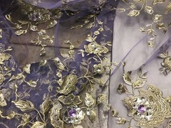 Rhinestone Floral Embroidery French Lace Fabric 50” Width Sold By The Yard