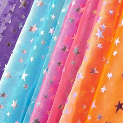 Print Organza Star Fabric Crystal Shiny Crafts Decorations 60″ Wide By the Yard