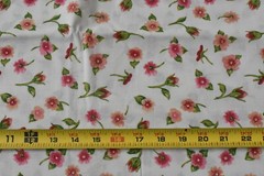 By 1/2 Yd, Peach Pink Green Floral on Cream Quilt Cotton, MMFAB, P1162