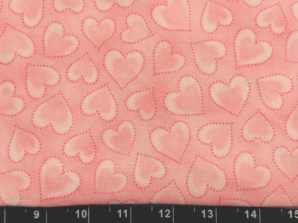Tina SCRAP 7″x21″ Valentines Hearts Sweetheart Love Dot Pink White Cotton Fabric
