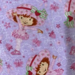 Fabric Strawberry Shortcake In A Tutu In A Purple Background 44” x 54”