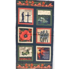 Patchwork Quilting Sewing Fabric Anzac Vietnam War Panel 61x110cm