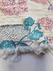 40s 50s Floral Motifs Cotton Fabric 36.5″w X 1.1yds Feedsack Style STAINED