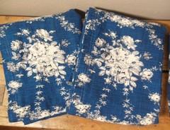 Waverly Inspirations Navy White Rose Toile Fabric 2 Unfinished Curtain Panels