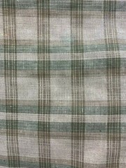 NATURAL SAGE GREEN BROWN Plaid 100% Linen Fabric (60 in.) Sold By The Yard
