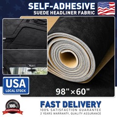 98″ L×60″ W Black Suede w Adhwsive Headliner Fabric Reupholster Aging/Smell Roof