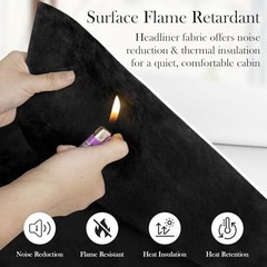 Suede Headliner Fabric, 120″ L×60″ W Car Headliner Material, 120″L×60″W Black