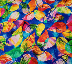 Wild Birds BTY P&B Textile Large Colorful Abstract Leaves Multicolor on Blue
