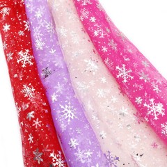 150cm x 90cm Snowflake Tulle Silver Decal Organza Mesh Cloth DIY Handmade Fabric