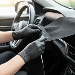 Suede Wrap Self-Adhesive Black Suede Car Interior Wrap 17in x 70in Microfiber…