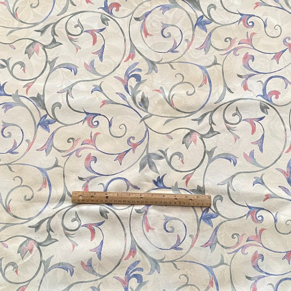 1.6 YD Pastel Floral Flourish Brocade Decor Upholstery Fabric