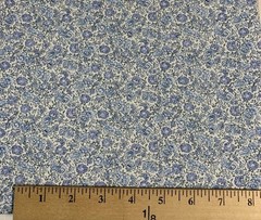 Vtg Floral Calico Fabric By Fabri-Quilt Blue Green White Cottagecore BTHY