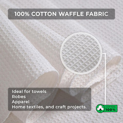 Medium Weight 100% Cotton Waffle Fabric – 2 Meters Bleached Material for Sewi…