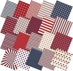 20 Pcs 10×10” Patriotic Quilting Fabric Square Red White Blue Precut Fabric …