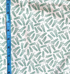 1/2 Yard Green & White Cotton Print Quilting Fabric JoAnn Leaves Nature Foliage
