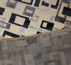 CLARENCE HOUSE TERENCE GREY BLACK GEOMETRIC VELVET FURNITURE FABRIC BY THE YARD