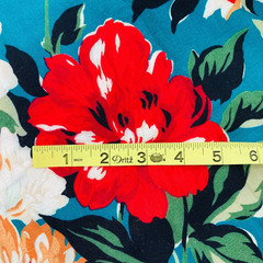 Cranston Cotton Fabric Remnant 1.5 Yards x 58″ Wide Red Orange Floral On Teal