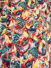 PACKED Red Yellow Plum Green Rooster Chicken Cotton Fabric quilt sew craft BTHY