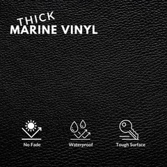 Marine Vinyl Fabric, Upholstery Faux Leather, Outdoor Boat 1 Yard, Black