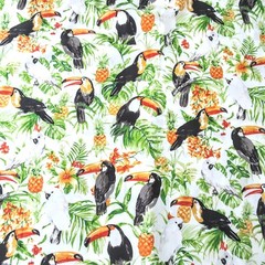 Oasis Fabrics “ISLE” Toucans Pineapple Tropical Cotton 45″×2 Yds #60-130