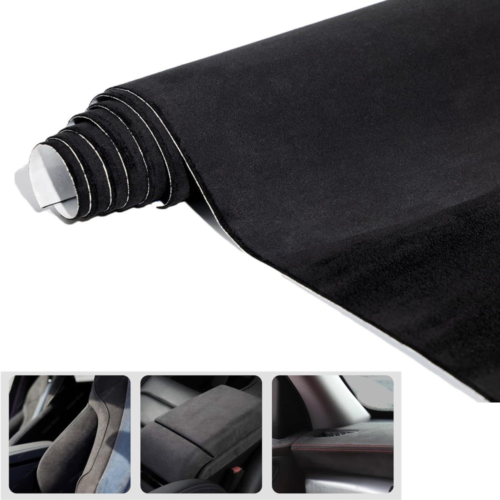 Premium Black Suede Fabric Wrap Self-Adhesive Interior Film for Car Decor