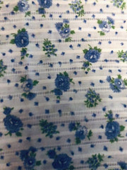 VTG Beautiful Feminine Blue Florals Scattered on Light Blue DIMITY Fabric BTHY