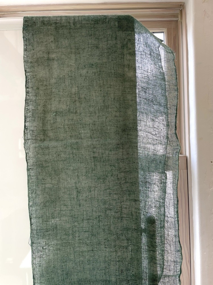 Antique Japanese BORO Indigo Kaya Mosquito Net Fabric Faded Asagi Blue Long