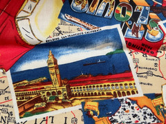 Route 66 Travel Map Destination Postcards Roadtrip Cotton Fabric by Moda 1.5 yds