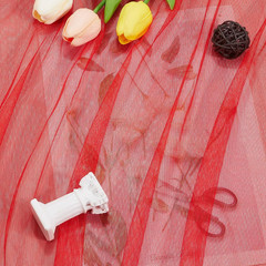 63 Inch Red Tulle Fabric Polyester Mesh Netting by The Yard Breathable Mosquito