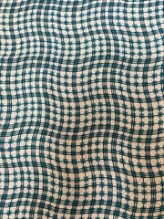 Fabric Lot 2 Yards 26 Inches 42 W Wavy Checks Stripes Turquoise Aqua White