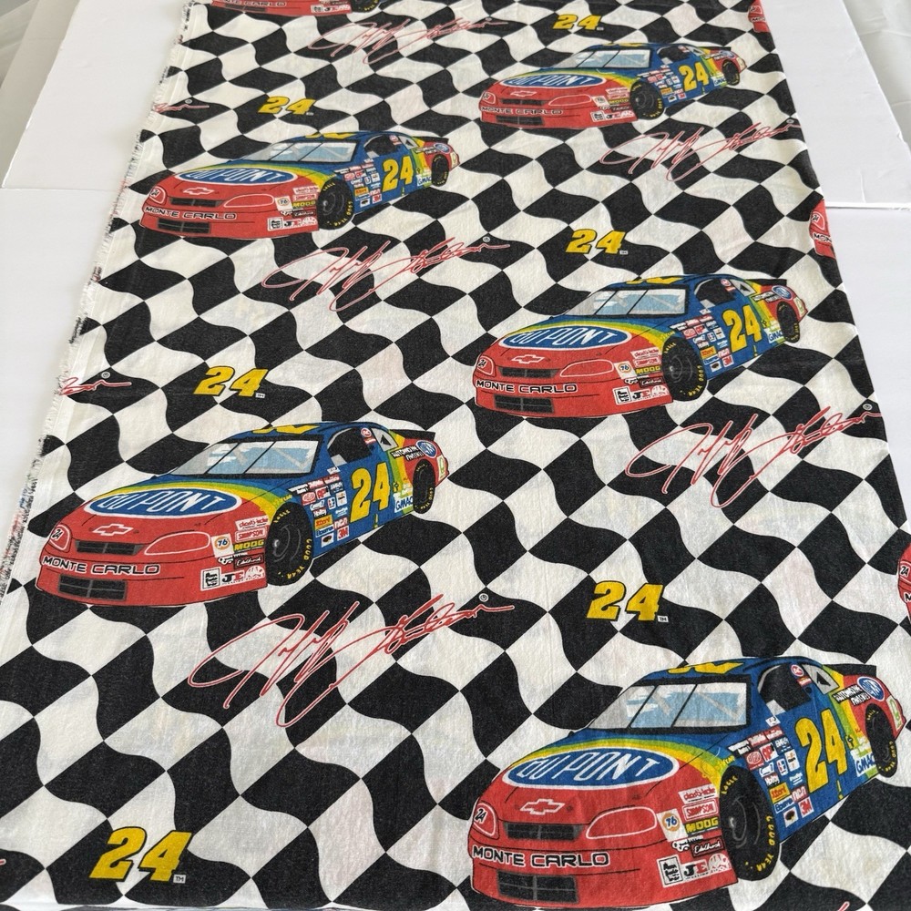 Vtg Nascar Jeff Gordon Quilt Cotton Fabric Monte Carlo Racing Dupont 69 x 45″