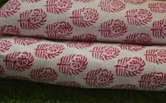White & Pink Hand Block 2.5 Yard Fabric 100%Cotton NO TARRIF CHARGES 100%✅ KK16