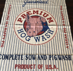 Farmhouse Primitive Pig Fabric Panels Feed Sack Hog Wash Ticking Stripe Pair