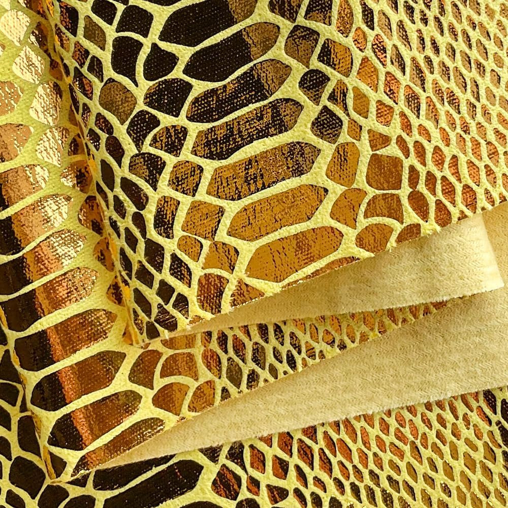 | Snake Skin Texture Faux Leather Fabric 54″ Wide, Soft Embossed Vinyl for Sewin