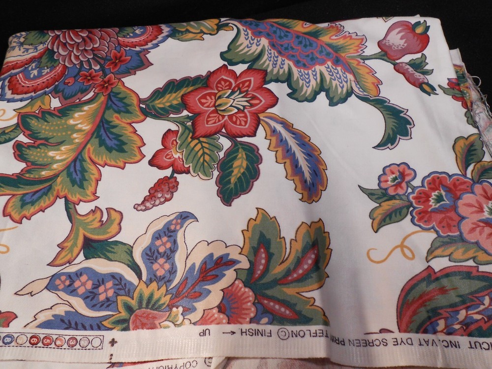 Stanley King Studio Fabric Chintz 56″x 4yd Floral Teflon Vat Dye Screen Print