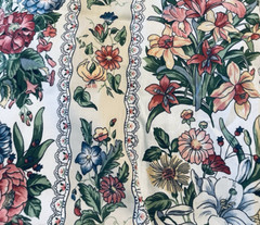 VTG Chintz Polished Cotton Multicolored Florals Ribbon w/ Lace Stripe 16″x21½”