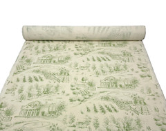 VINTAGE KRAVET MONTICELLO TOILE SAGE GREEN 100% LINEN FABRIC BY YARD 53.5″W