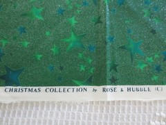 4700. Rose & Hubble GREEN SILVER SPECKLED STARS COTTON FABRIC – 43-1/2″ x 1 yd.